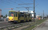 Die erste Fahrt auf der Neubaustrecke Johannisthal-Adlershof: Fahrleitungs-Messfahrt am 14.09.2021 mit Tw 4572 - Rangieren an der Zwischenendstelle Gro-Berliner Damm/Gerhard-Sedlmayr-Strae.