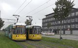 Tw1507 und Tw 2204 bei der Parallelfahrt. Auf den geraden Abschnitten war man zgiger unterwegs (Gro-Berliner-Damm 22.09.2021).