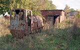 Die Ziegelei in Polanów wurde um 2000 stillgelegt. WLs40 1512 von 1963 war ohne Achsen abgestellt. (03.10.2002)