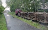 1992 ist die WLs50M3 im strmenden Regen zur Grube unterwegs.