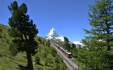 Blick auf das Matterhorn - zwischen Riffelalp und Riffelboden am 16.07.2016.